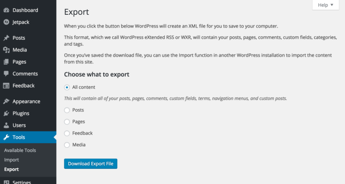 Export from a self-hosted site, then import to WordPress.com