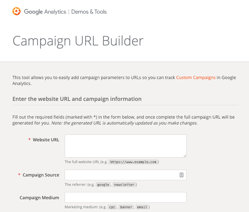 Google Analytics, Campaign URL Builder