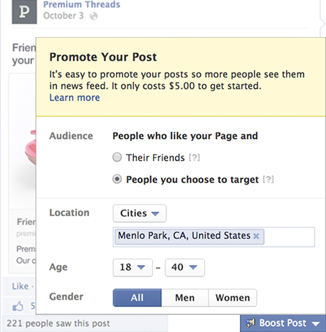 Facebook boosted post