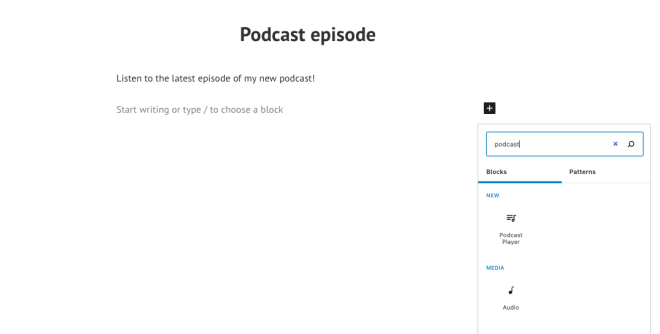 adding a podcast block